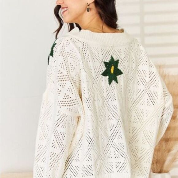 NWT Anthropologie POL Angie Open Weave V Neck Chenille Sweater Sz M - Picture 2 of 11